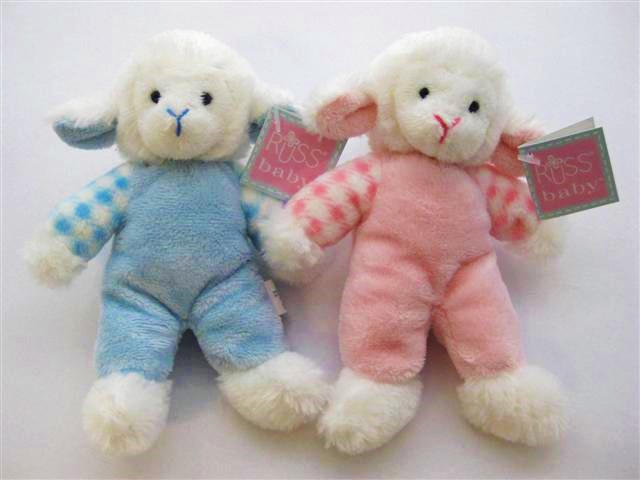 'Snuggle Up' Range by Russ baby, Small 17cm Soft Plush Baby Rattle Lamb 